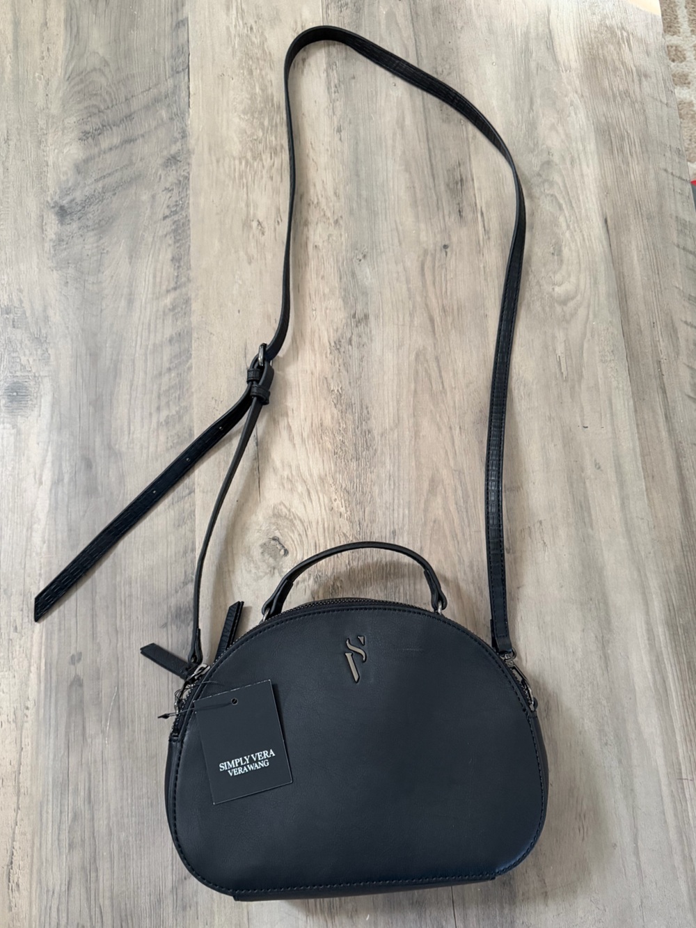 Simply Vera Vera Wang Small Black Round Dome Crossbody NWT
